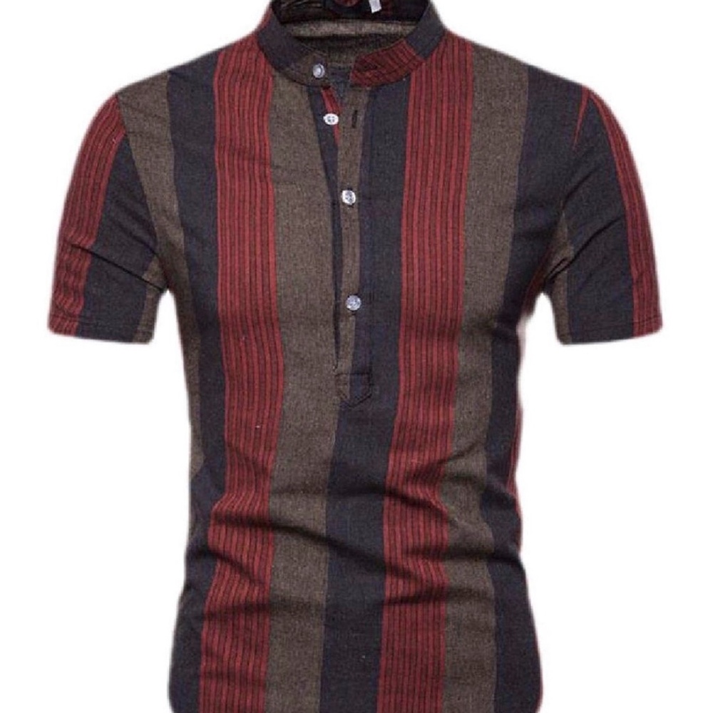 Cotton mandarin collar shirt